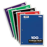 Wirebound 1-Subject Notebook, College Rule, 100 Sheets/Pad