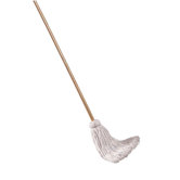 Deck Mop with Wooden Handle in White