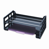 Side Load Legal Desk Tray, Two-Tier, Plastic, Black
