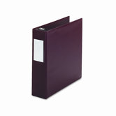 D-Ring Binder w/Label Holder, 2in Capacity, Burgundy