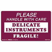 "Handle with Care Delicate Instruments" Self-Adhesive Label, 3 x 5, 500 per Roll