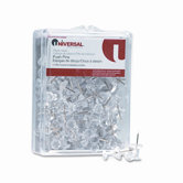 Plastic Head Push Pins, Steel 3/8" Point, Clear, 100 per Pack