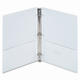 Suede Finish Vinyl Round Ring Binder, 1in Capacity, White, 12/Ctn