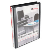 Round Ring Economy Vinyl View Binder, 1in Capacity, 12/Ctn, Black