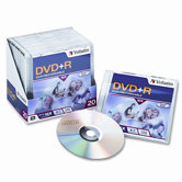 DVD+R Discs, 4.7GB, 16x, with Slim Jewel Cases, 20/Pack