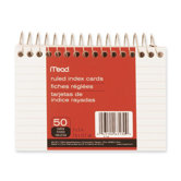Index Cards, Wirebound, Ruled, 5"x3", 50 Count, White