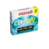 CD-RW Discs, 700MB/80min, 4x, with Slim Jewel Cases, Silver, Three/Pack