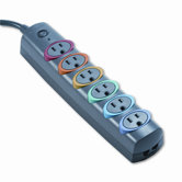 SmartSockets Color-Coded Strip Surge Protector, 6 Outlets, 6ft Crd