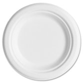 Compostable Sugarcane Dinnerware, 9" Plate, Natural White, 50/Pack