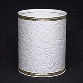 Traditional Times Quilted Rose Pattern Round Vinyl Wastebasket