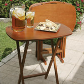 Cherry Snack Table Set with Stand (Set of 4)