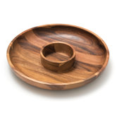 Acacia Serveware Round Chip and Dip Platter