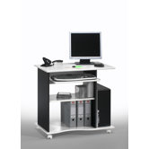 75cm Computertisch in Wei&szlig; uni / Schwarz