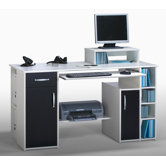 91,5cm Computertisch in Wei&szlig; uni / Schwarz