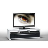 42cm TV-Bank in Wei&szlig; uni / Schwarz hochglanz