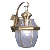 Monterey  Outdoor Wall Lantern in Antique Brass and Beveled Glass
