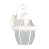Monterey  Outdoor Wall Lantern in White and Beveled Glass