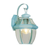 Monterey  Outdoor Wall Lantern in Verdigris and Beveled Glass