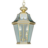 Georgetown  Outdoor Hanging Lantern in Polished Brass