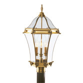 Fleur De Lis 25" x 14"  Outdoor Post Lantern in Flemish Brass