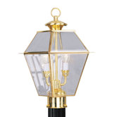 Westover Outdoor Post Lantern in Polished Brass