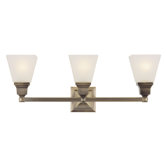 Mission Three Light Bath Vanity in Antique Brass