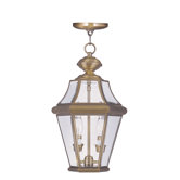 Georgetown Two Light Outdoor Hanging Lantern in Polished Brass
