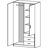 Kleiderschrank "Focus" mit 2 T&uuml;ren und 3 Schubladen