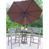 Elite Mississippi 5 Piece Bar Height Dining Set with Umbrella