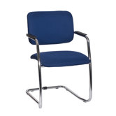 Besucherstuhl "Waiting" in Blau / Chrom