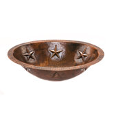 Oval Star Undermount Hammered Copper Bathroom Sink in Oil Rubbed Bronze