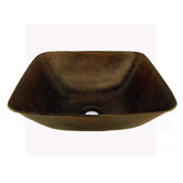 Square Hammered Copper Vessel Sink in Oil Rubbed Bronze
