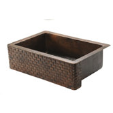 33" Copper Hammered Single Bowl Farmhouse Kitchen Sink with Tuscan Design in Oil Rubbed Bronze