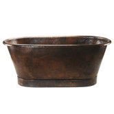 72" Hammered Copper Modern Slipper Style Bath Tub in Oil Rubbed Bronze