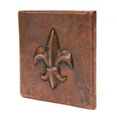 4" x 4" Copper Fleur De Lis Tile in Oil Rubbed Bronze