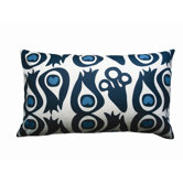 Hand Printed Canvas Peacock Pillow