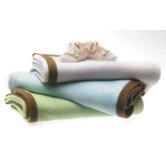 Cashmere Blanket in Pastel with Mocha Trim