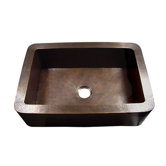 Hammered Single Bowl Rectangular Copper Farmhouse Sink