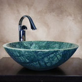 Grannus Hand Carved Round Vessel Sink in Green