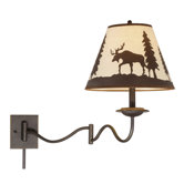 Yellowstone Indoor  Wall Sconce with Wildlife Print Shade in Burnished Bronze