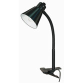 One Light 13" Goose Neck Clip-On Lamp in Black