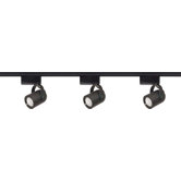 Three Light Low Voltage Round Back Track Light Kit in Black
