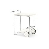 Tray Roller Serving Trolley in Glossy White Lacquered