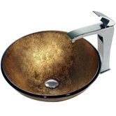 Liquid Gold Glass Vessel Sink and Single Lever Faucet Set
