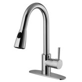 One Handle Single Hole Kitchen Faucet with Deck Plate and Pull-Out Spray