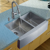 Stainless Steel Double Farmhouse Kitchen Sink and Faucet Set