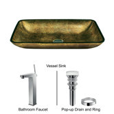 Rectangular Glass Vessel Sink and Modern Faucet Set