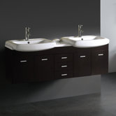 Contemporary Wall Mounted 59" Double Bathroom Vanity Set
