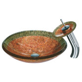 Janus Glass Vessel Sink and Waterfall Faucet in Chrome