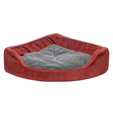 Microfiber Corner Pet Bed in Earth Red